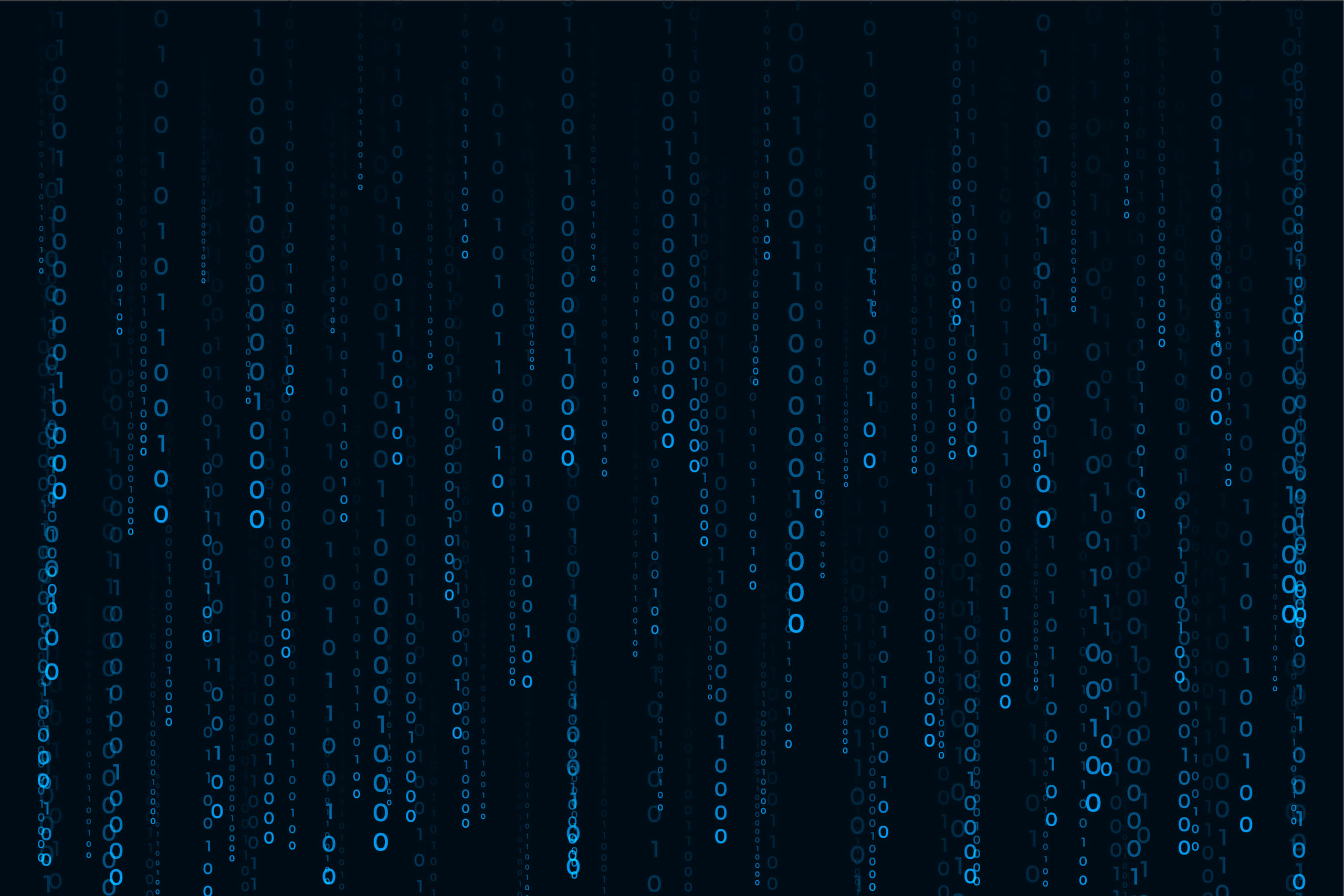 Seguridad informática: código fondo de código binario descendiendo como matrix.