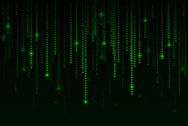 Kali linux: Fondo abstracto que representa el código binario con una lluvia de píxeles.