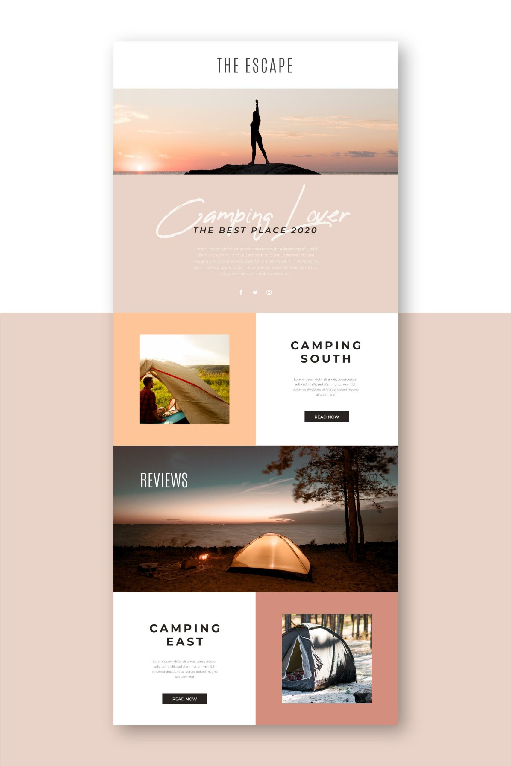 Plantilla de una Landing Page para un Camping.