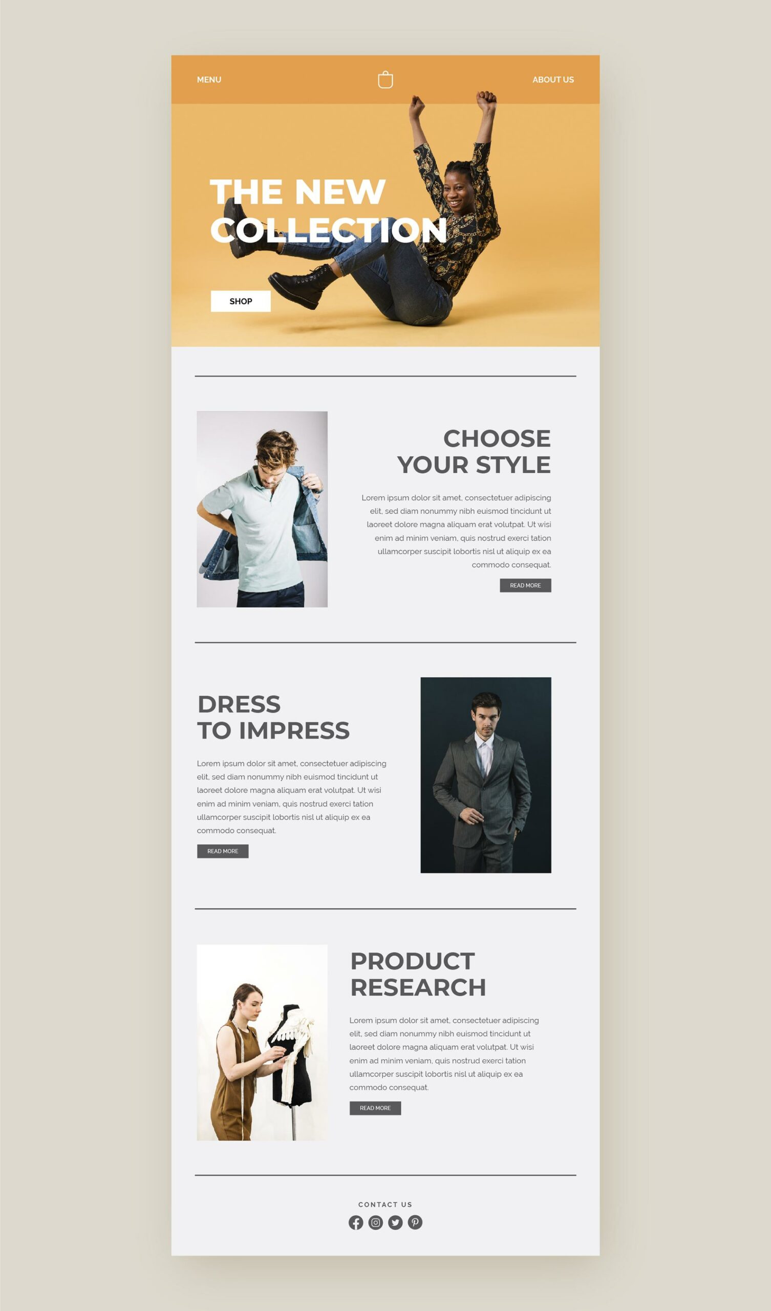 Una Landing Page para una empresa de moda.