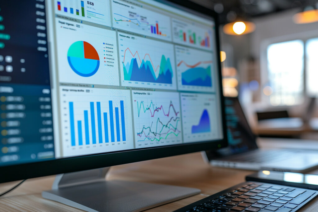 Panatalla de ordenador mostrando varias estadísticas.